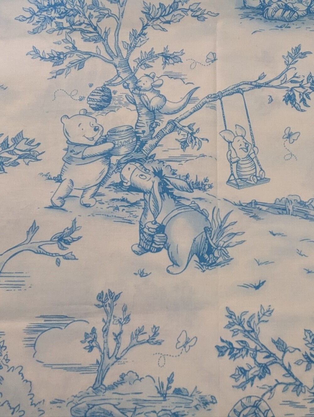Disney Winnie the Pooh "Toile de Jouy" Fabric 43"x37" Unused Remnant